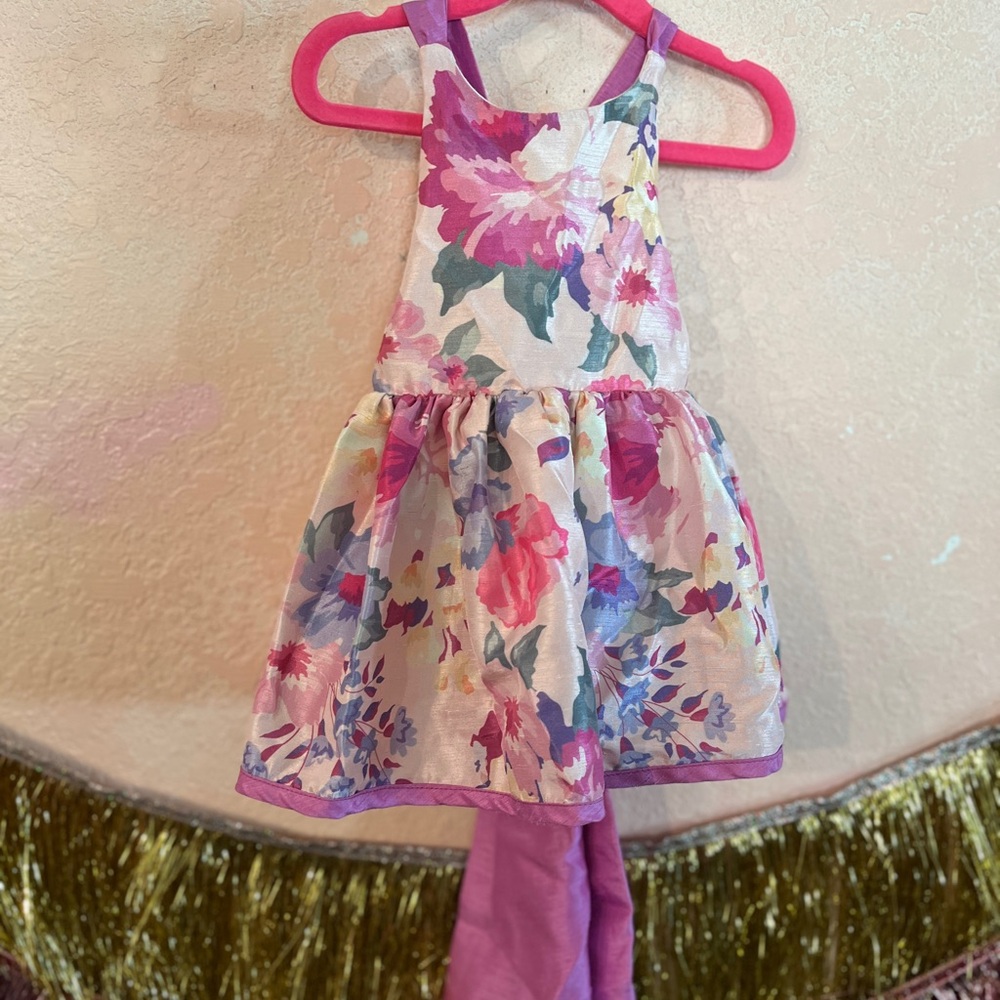 Pleiades 80s floral silk dress - bow back shortie
